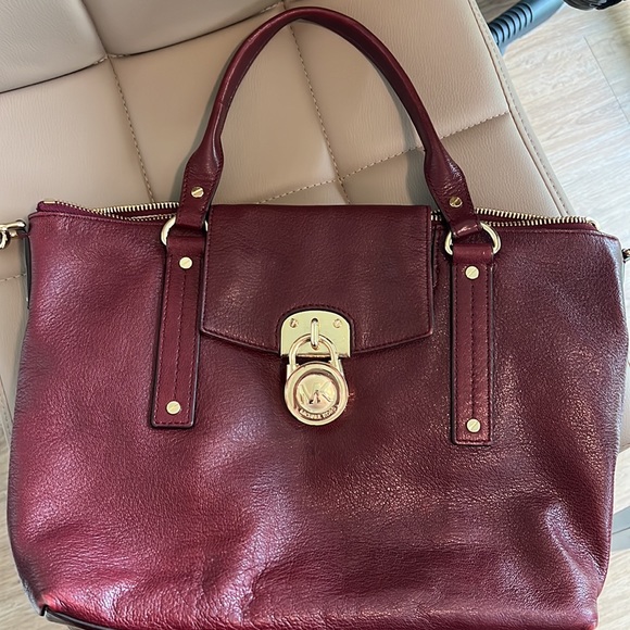 Michael Kors maroon satchel with crossbody strap - Picture 8 of 14